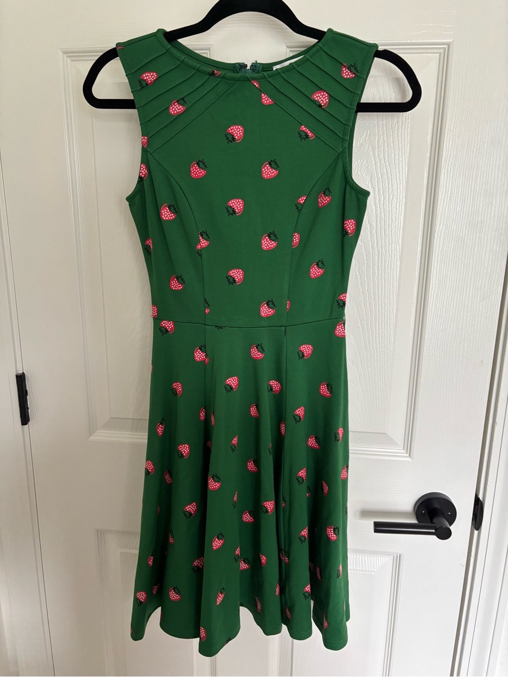 Unique vintage strawberry print teacher dress knee length stretchy